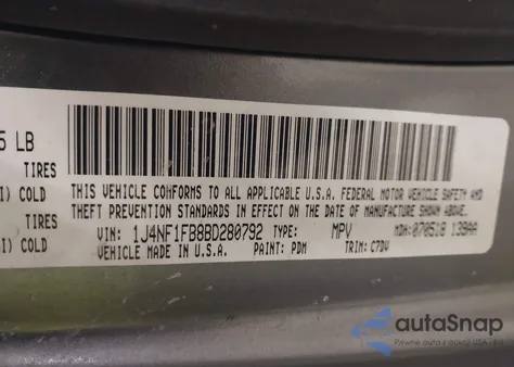 2011 Jeep Compass from USA, damaged, VIN 1J4NF1FB8BD280792